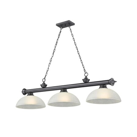 Z-Lite Cordon 3 Light Billiard, Bronze Plate & White Linen 2306-3BP-DWL14